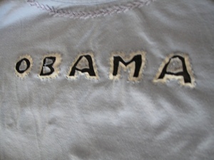 Reverse-appliqued Obama T-shirt