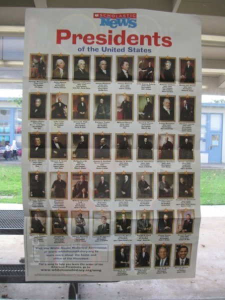 Scholastic poster of 44 presidents